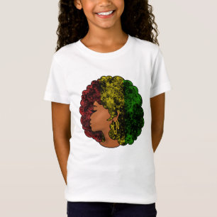 Camiseta Rasta negra mulher a verde-vermelha