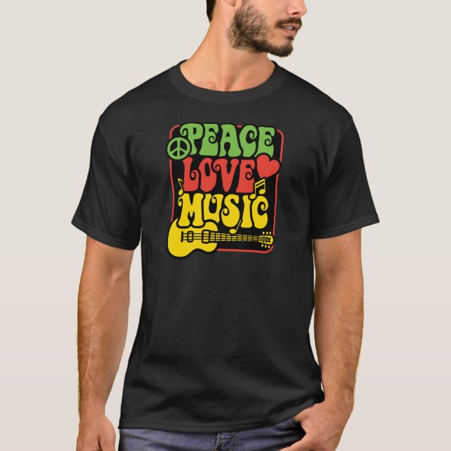 Camiseta Rasta Peace Love Music (Frente)