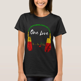 Camiseta Rasta Reggae Fones de ouvido Musicais Pride One L