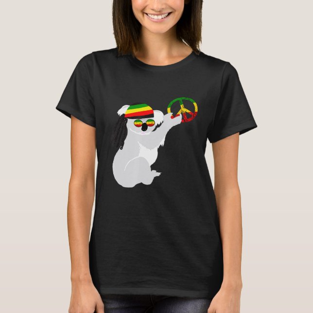 Camiseta Rasta Reggae Koala Hippie Eucalyptus Bear Rastafar (Frente)