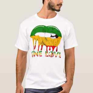 Camiseta Rasta Reggae Lábios Boca Música Jamaicana One Prid
