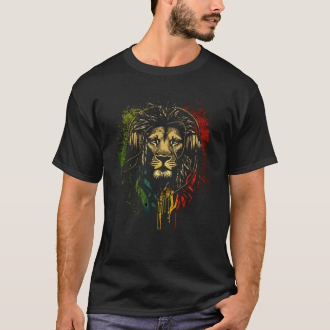 Camiseta Rasta Reggae Lion Of Judah Jamaican Pride Rastafar (Frente)