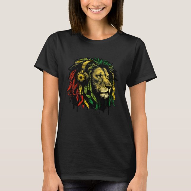 Camiseta Rasta Reggae Lion Of Judah Jamaican Pride Rastafar (Frente)