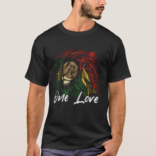 Camiseta Rasta Reggae Lion Of Judah Rastafari Roots Hippie  (Frente)