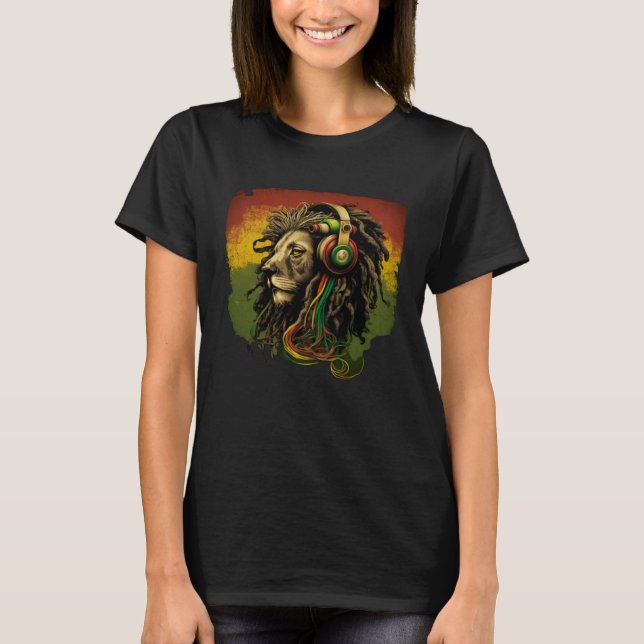Camiseta Rasta Reggae Lion Of Judah Rastafarian Roots Regga (Frente)