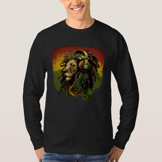 Camiseta Rasta Reggae Lion Of Judah Rastafarian Roots Regga (Frente)