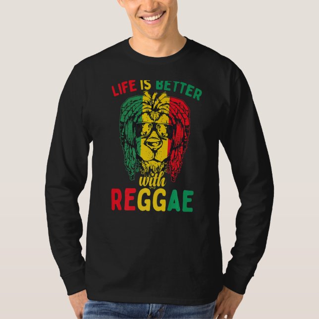 Camiseta Rasta Reggae Lion Sunglass Rastafarian Reggae (Frente)