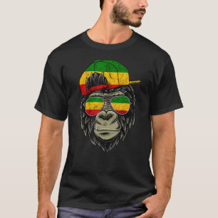 Camiseta Rasta Reggae Monkey Gorilla Hippie Rastafari Root