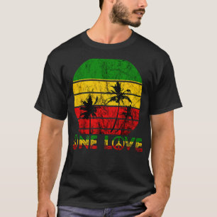 Camiseta Rasta Reggae One Love Retro Vintage Sunset Jamaica