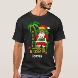 Camiseta Rasta Santa Claus Feliz Feriado de Natal