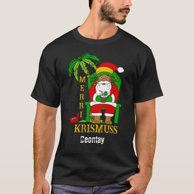 Camiseta Rasta Santa Claus Feliz Feriado de Natal (Frente)