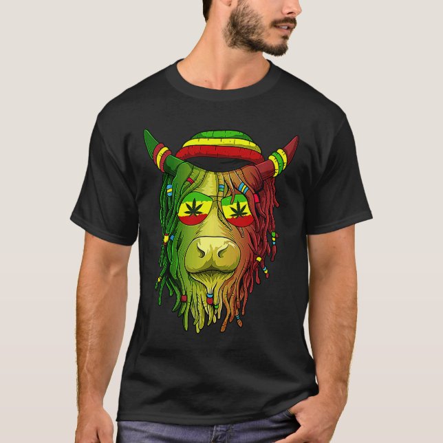 Camiseta Rasta Scottish Highland Cow Scottish Stoner Cow (Frente)