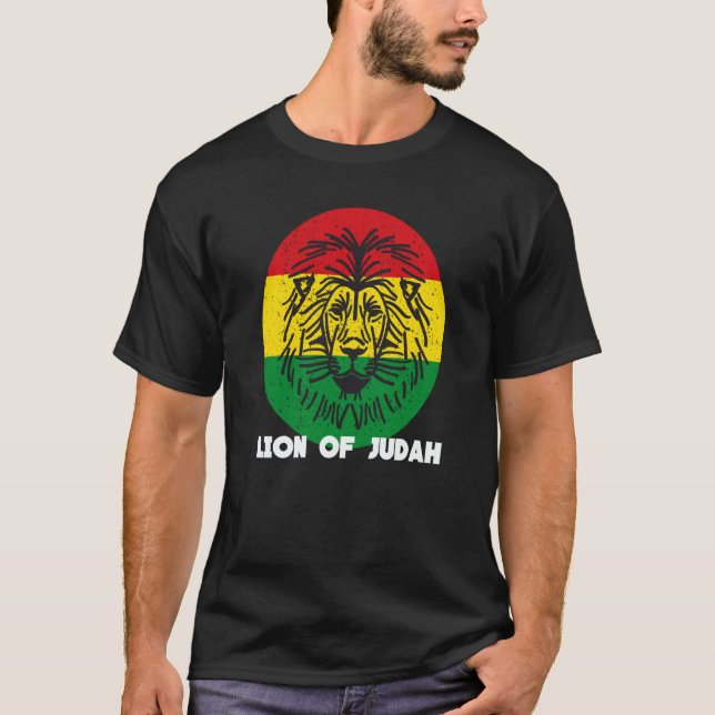 Camiseta Rastafari Lion Head Jamaica Souvenir Rasta Roots R (Frente)