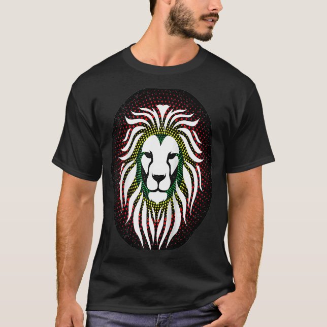 Camiseta Rastafari Lion Head Jamaica Souvenir Rasta Roots R (Frente)