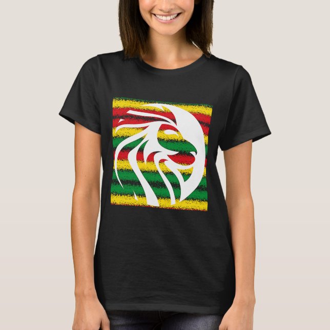 Camiseta Rastafari Lion Head Jamaica Souvenir Rasta Roots R (Frente)