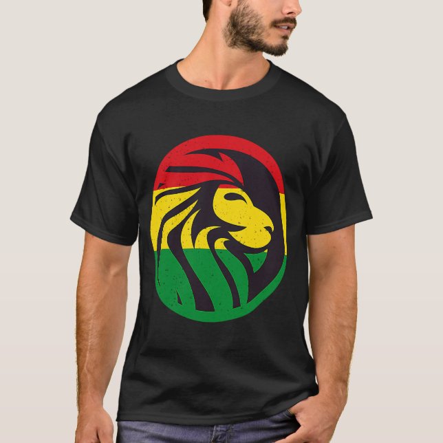 Camiseta Rastafari Lion Head Jamaica Souvenir Rasta Roots R (Frente)