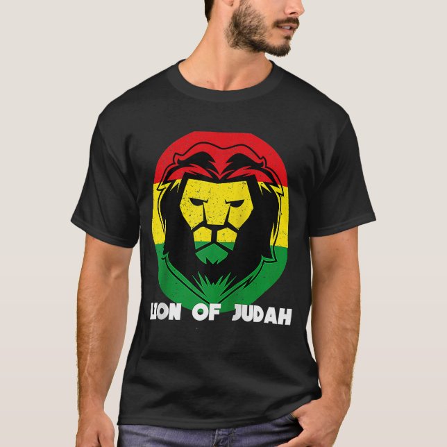 Camiseta Rastafari Lion Head Jamaica Souvenir Rasta Roots R (Frente)
