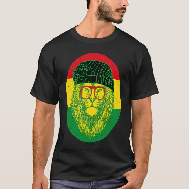 Camiseta Rastafari Lion Head Jamaica Souvenir Rasta Roots R (Frente)