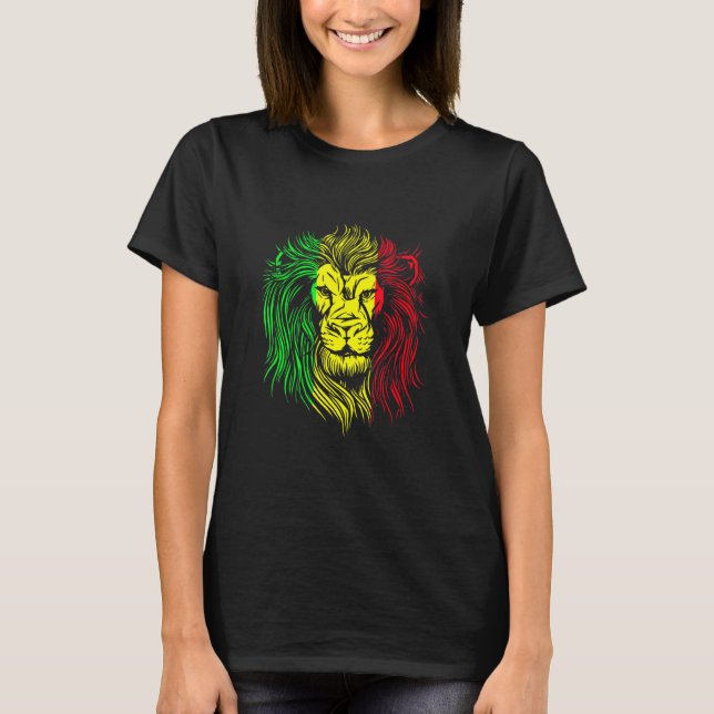 Camiseta Rastafarian Lion Mandala Reggae Música Jamaica Ras (Frente)