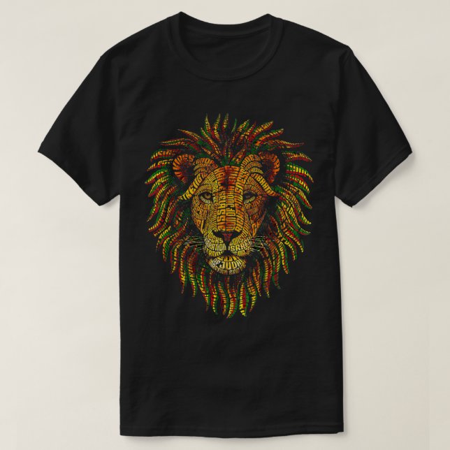 Camiseta Rastafarian Red Yellow Green Rasta Apparel Lion of (Frente do Design)