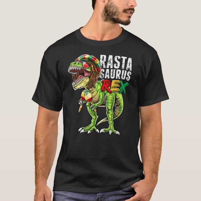 Camiseta Rastasaurus Rex Rastafarian T Rex Dinosaur Reggae  (Frente)