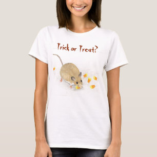 Camiseta Rastrear ou Tratar Mouse com Camarões Doces
