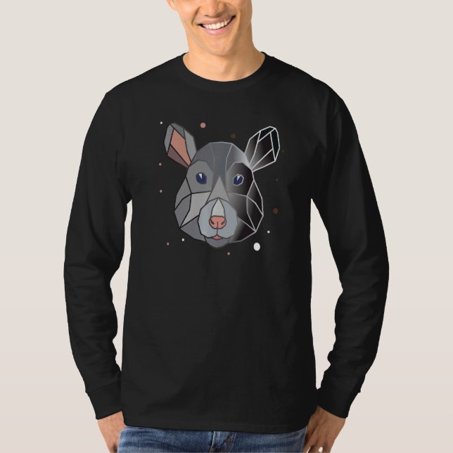 Camiseta Rat Polygon Animal Abstrato Geométrico Forma (Frente)