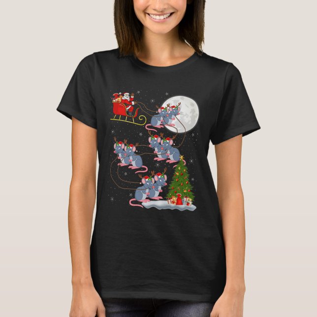 Camiseta Rat Rodents Santa Sleigh Flying Funny Magical Chri (Frente)