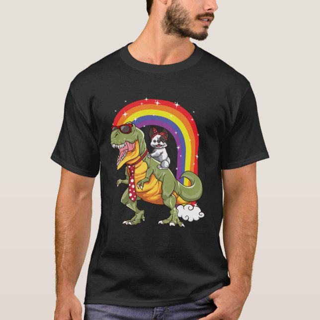 Camiseta Rat Terrier Andando Rex Dinossaur Cachorros Crianç (Frente)