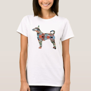 Camiseta Rat Terrier Colorful Geométrico Pattern Silhouette