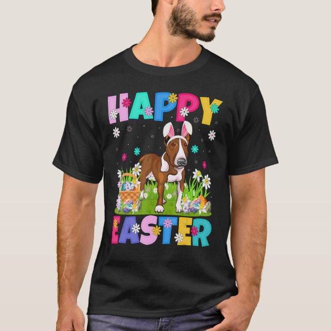 Camiseta Rat Terrier Dog Felz pascoa Bunny Rat Terrier Eas (Frente)