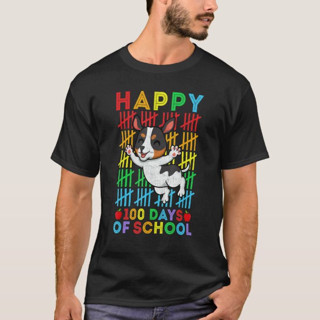Camiseta Rat Terrier Dog Teacher Student Happy 100 Days of  (Frente)
