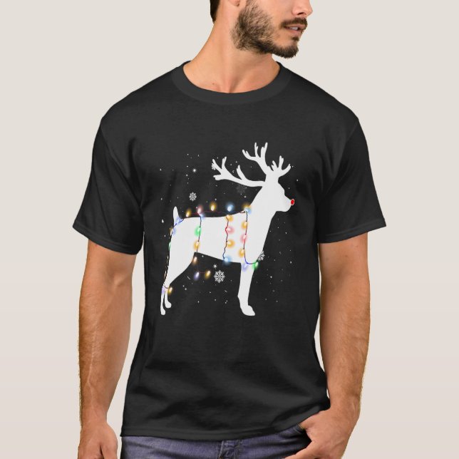 Camiseta Rat Terrier Dog Tree Christmas Lights Xmas Pajama (Frente)