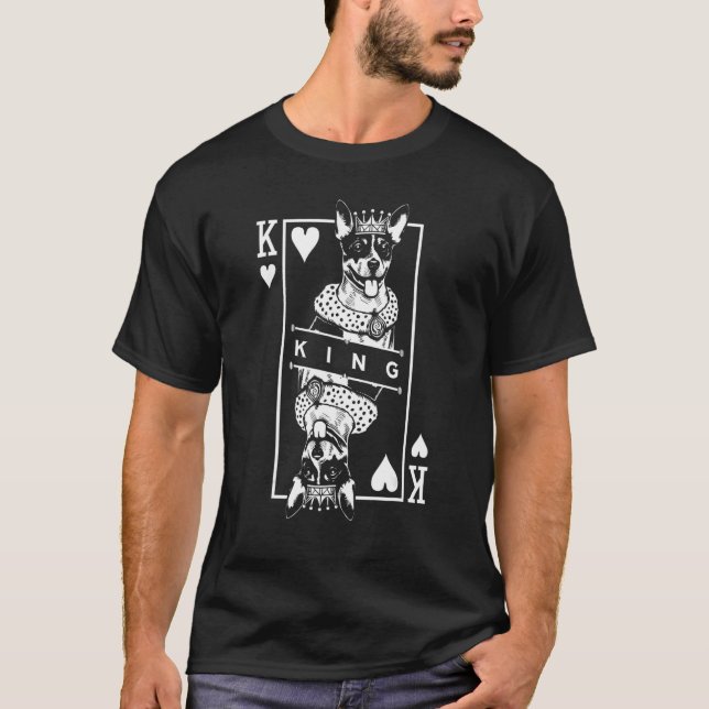 Camiseta Rat Terrier King Of Hearts Engraçado Rattie Dog Ca (Frente)