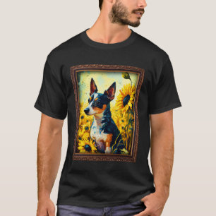 Camiseta Rat Terrier Pintando Flor De Girassol Mãe Mulheres