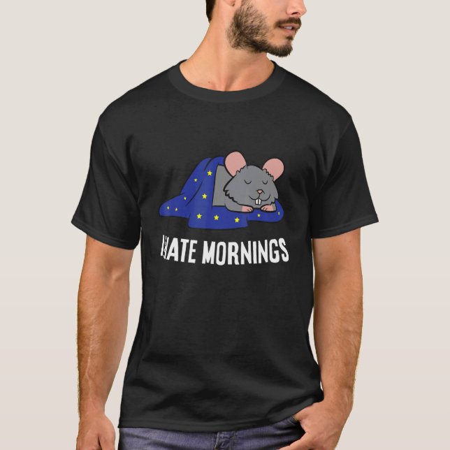 Camiseta Rat Tired  Rat I Hate Mornings (Frente)