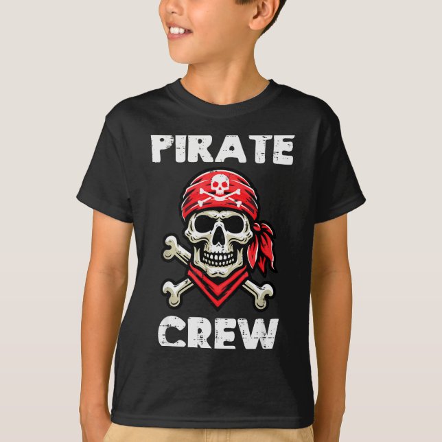 Camiseta Rate Crew Skull Crossbones Funny Matching Men Wome (Frente)