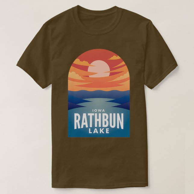 Camiseta Rathbun Lago IA Retro Sunset (Frente do Design)