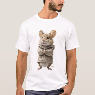 Camiseta Rato Antropomórfico Fofo em Capuz Super Dimensiona