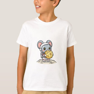 Camiseta Rato Astronauta Fofo Segurando Rocha Lunar Infanti