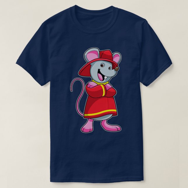 Camiseta Rato como Bombeiro com Capacete (Frente do Design)