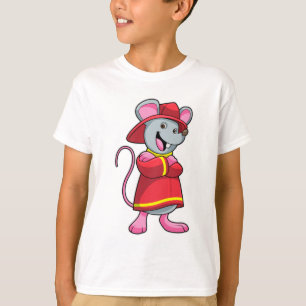Camiseta Rato como Bombeiro com Capacete