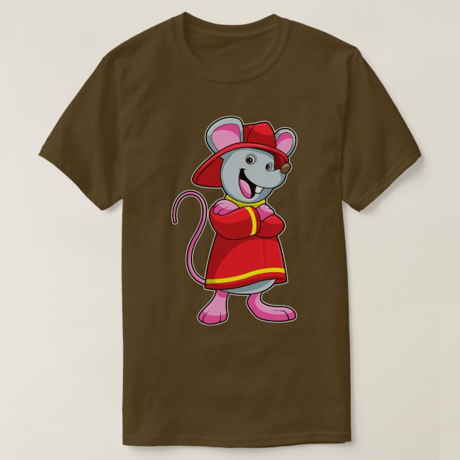 Camiseta Rato como Bombeiro com Capacete (Frente do Design)
