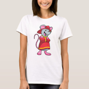 Camiseta Rato como Bombeiro com Capacete