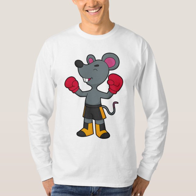 Camiseta Rato como Boxer com luvas in a box (Frente)
