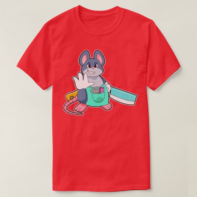 Camiseta Rato como cabeceira com pente de tesoura (Frente do Design)