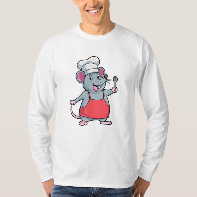 Camiseta Rato como cozinheiro com placa de Cozinhar e colhe (Frente)