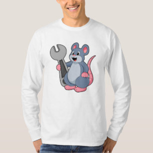 Camiseta Rato como mecânico com chave inglesa