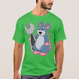 Camiseta Rato como mecânico com chave inglesa