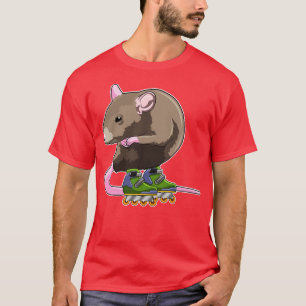 Camiseta Rato como patinador inline com patins inline